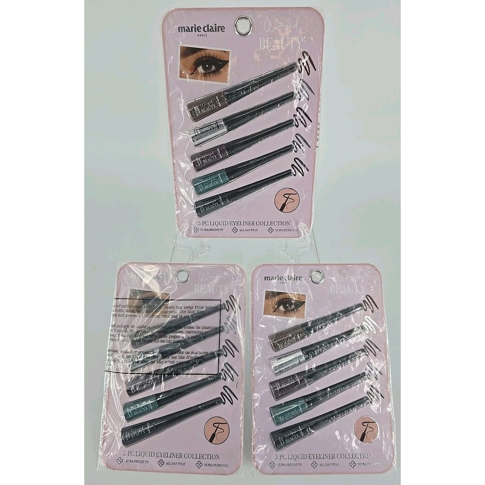 3 Lot Liquid Eyeliner Collection Set ByMarie Claire‎ Paris - Winged Beauty 5 Pcs